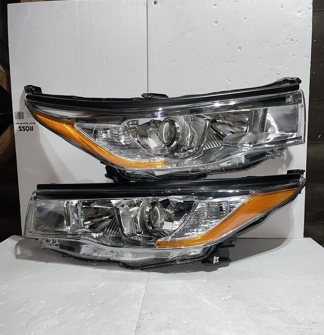 Chrome Headlights Luces Micas calaveras OEM STYLE for 2014 to 2016 Toyota Highlander 