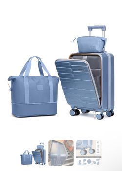 Joyway 3-Piece Front Opening Cover Carry-on Luggage Side Hooks TSA Lock Spinner Wheels YKK Zippers