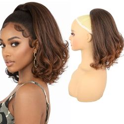 14" Brown Ombre Drawstring Flick Ponytail Hair Extension