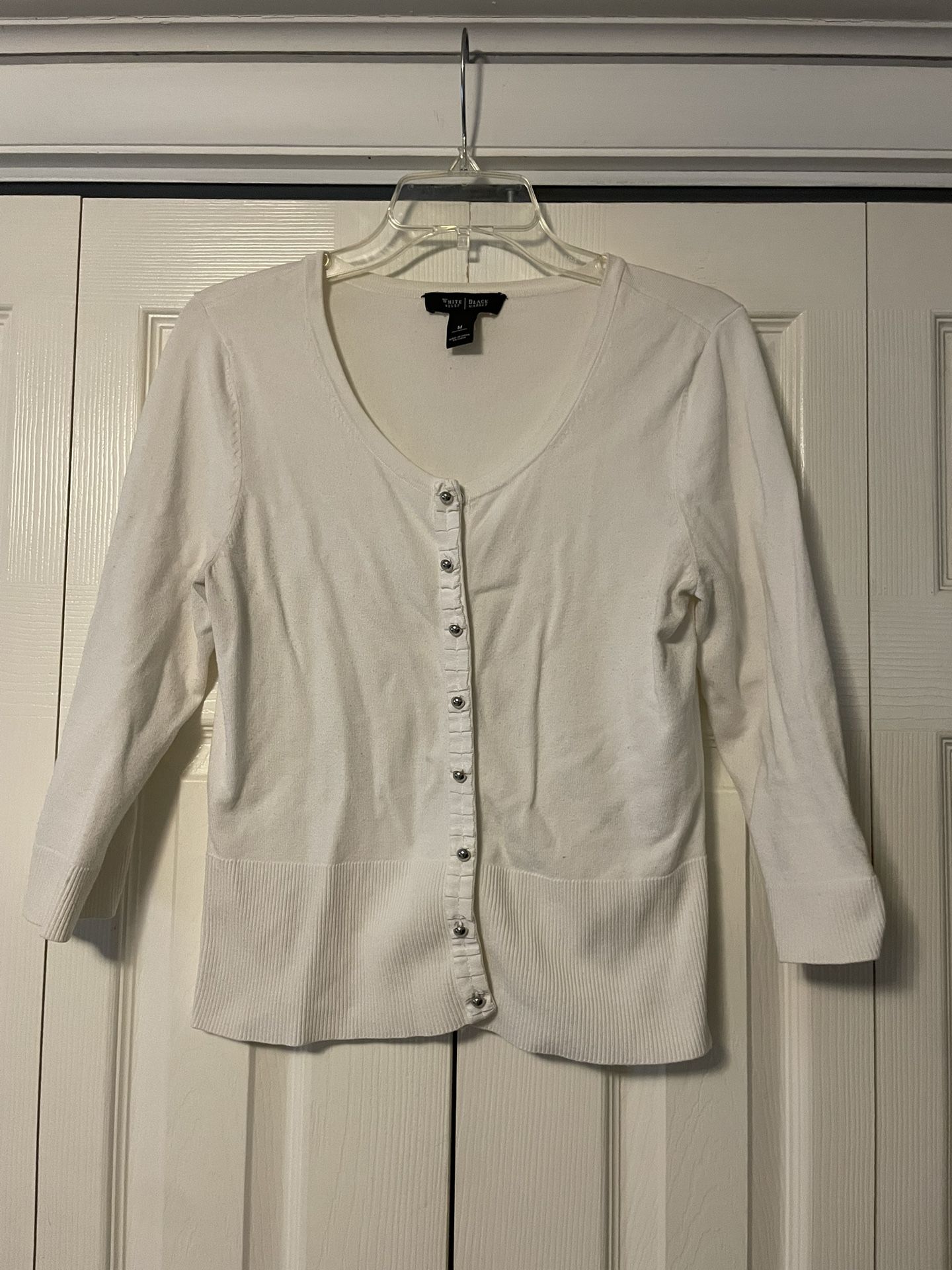 WHBM White Snap Button Down Cardigan - Size Medium