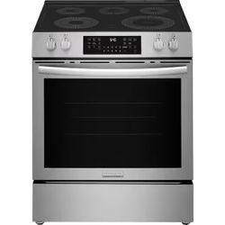 Frigidaire Gallery 30 in. 5-Element Slide-In Front Control 30 min Cleaning Electric Range with Total Convection in Stainless Steel