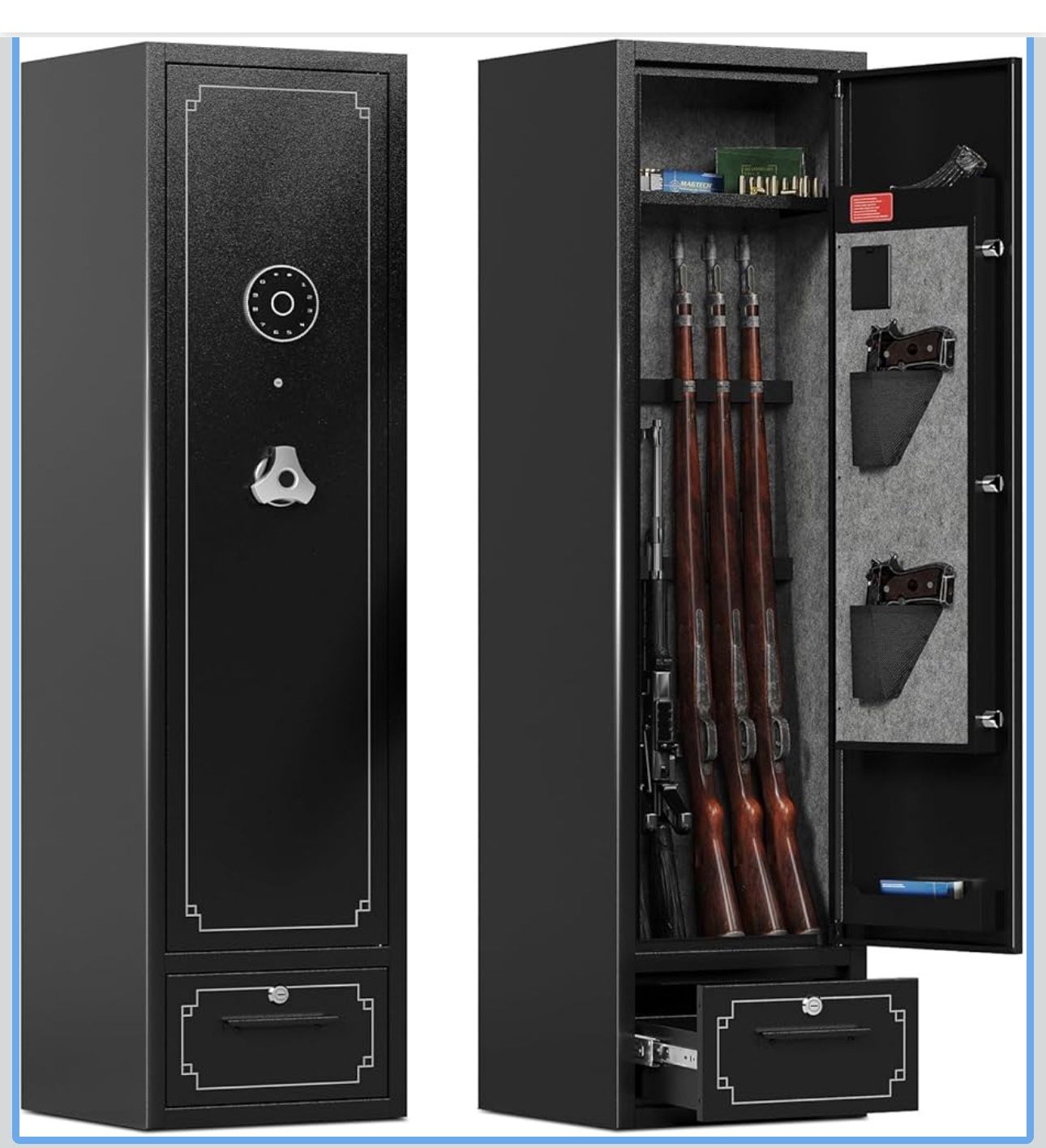 6 Gun Safes Gun Safe for Rifles and Pistols Heavy Duty Gun Cabinet for Rifles and Shotguns Rifle Safes for Home Gun Safe Clearance Gun Locker with Dra