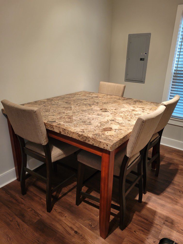 Marble Top High Dining Table 