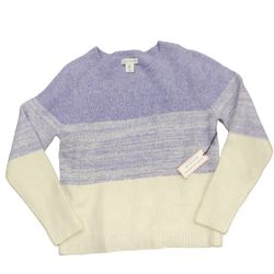 New Cupcakes and Cashmere Womens Sweater Purple Cream Color Block Soft Medium