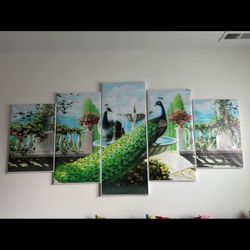 Extra Large 5 Piece HD Print Peacock