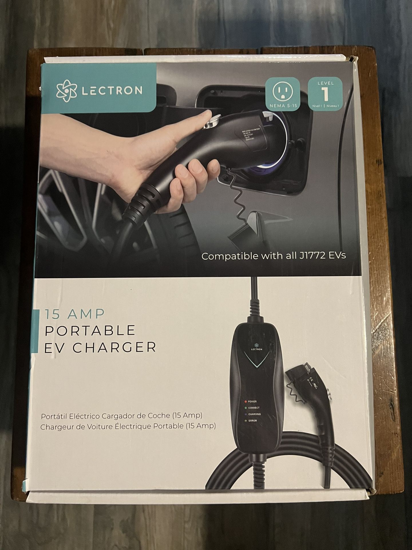 Lectron Level 1 EV Charger ETL Certified 110V 15 Amp 16 ft Extension Cord J1772