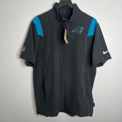 Carolina Panthers Sideline Lockup Pullover Top Mens Medium Black Nike NFL NWT