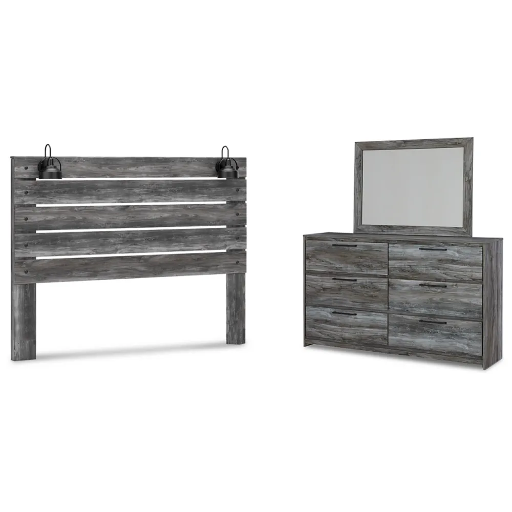 Baystorm King Panel Headboard with Mirrored Dresser Durable