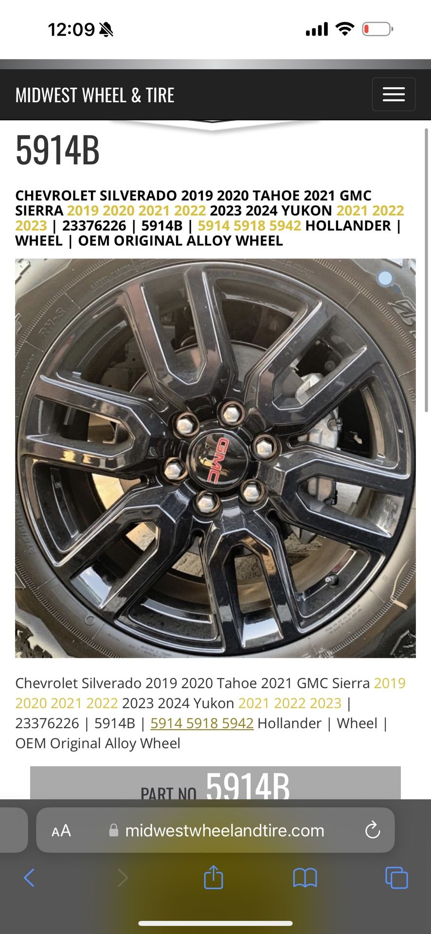 20” Rims AND Tires GMC High Gloss w/ Bridgestone for Sale in Gilbert