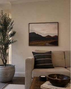 Large Framed Mountain Landscape Canvas