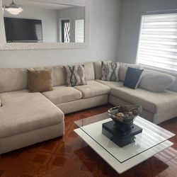 🛋️ Living Room Set – Comfy Couch + Modern Black & White Coffee Table 