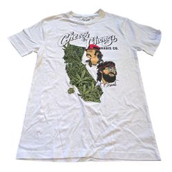 Cheech & Ching Cannabis Co White Tshirt Adult SZ M 100% Cotton DAMAGED NEW 