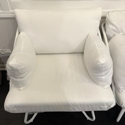 Outdoor/Indoor Water Resistant White Plush Chairs