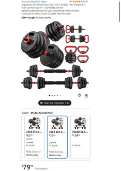45LB Adjustable Dumbell set