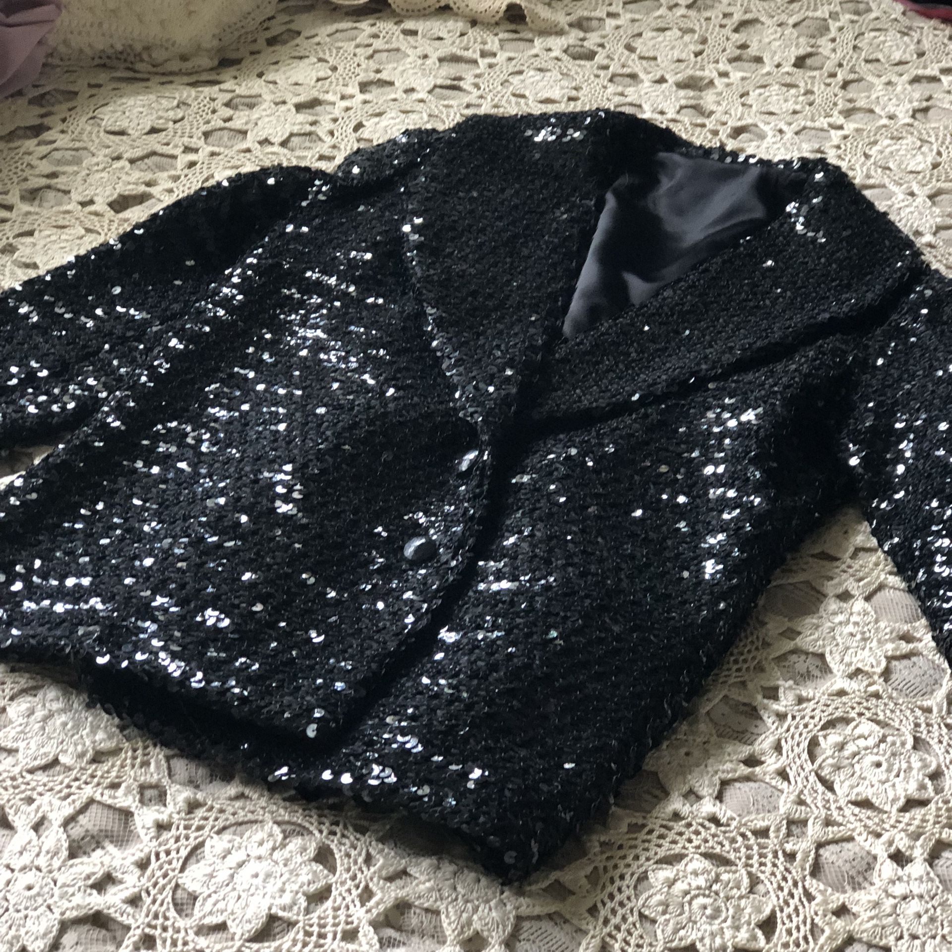 Black Sequin jacket lined medium to small