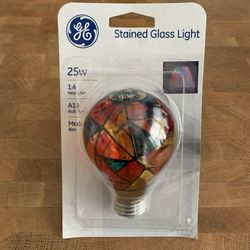 GE Incandescent STAINED GLASS Light Bulb Brand New & Sealed