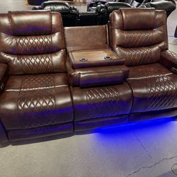 Brown Sofa & Loveseat + FREE Recliner Chair