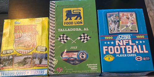 3 Brand New Unopened Card Hobby Boxes - Desert Storm, NASCAR, Score NFL Football