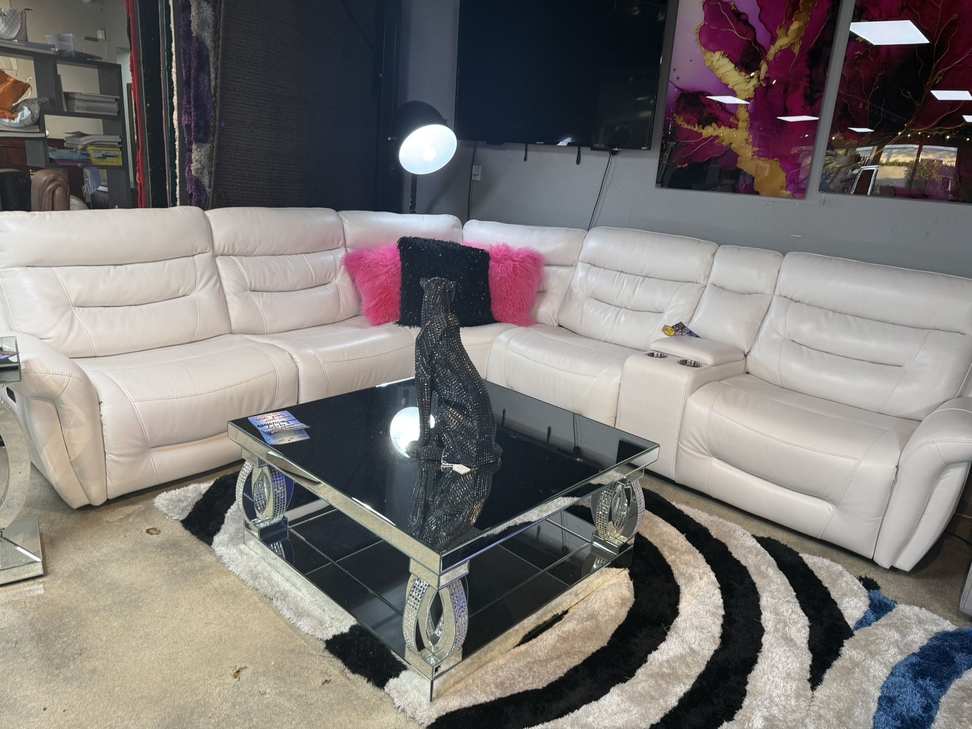 Elegant White Power Reclining Sectional Huge Spring Sale 40% OFF !!!