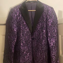 Luxury Purple Young Men’s Blazer And Dress Shoes