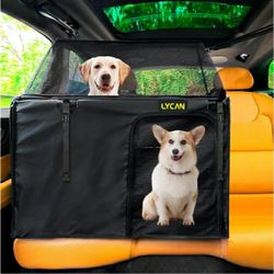 New LYCAN Dog Car Seat for Medium Dogs, Premium Mesh Roof Cover for Dog Separation Anxiety, Rear Seat Cover, Half Hammock, Pet Hair Protection, Fordab