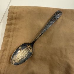 Antique Silver Souvenir Spoon with Engraved Building