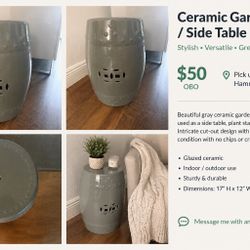 Ceramic Garden Stool Or Side Table
