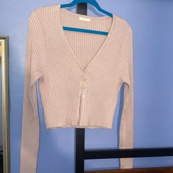 Long Sleeve Lavender Button Up Cardigan, XXL