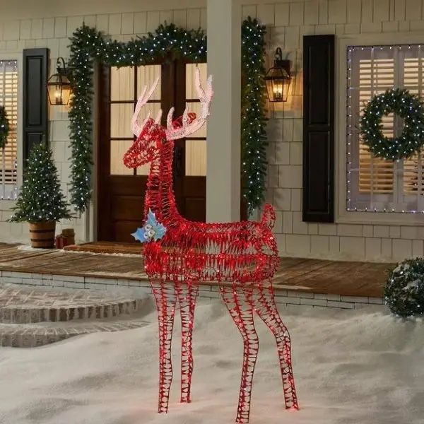 NEW Christmas 6FT Red Twinkling Reindeer Decoration