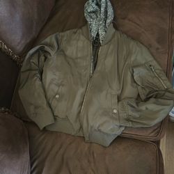 “Love Tree” Olive Bomber Jacket Sz: S