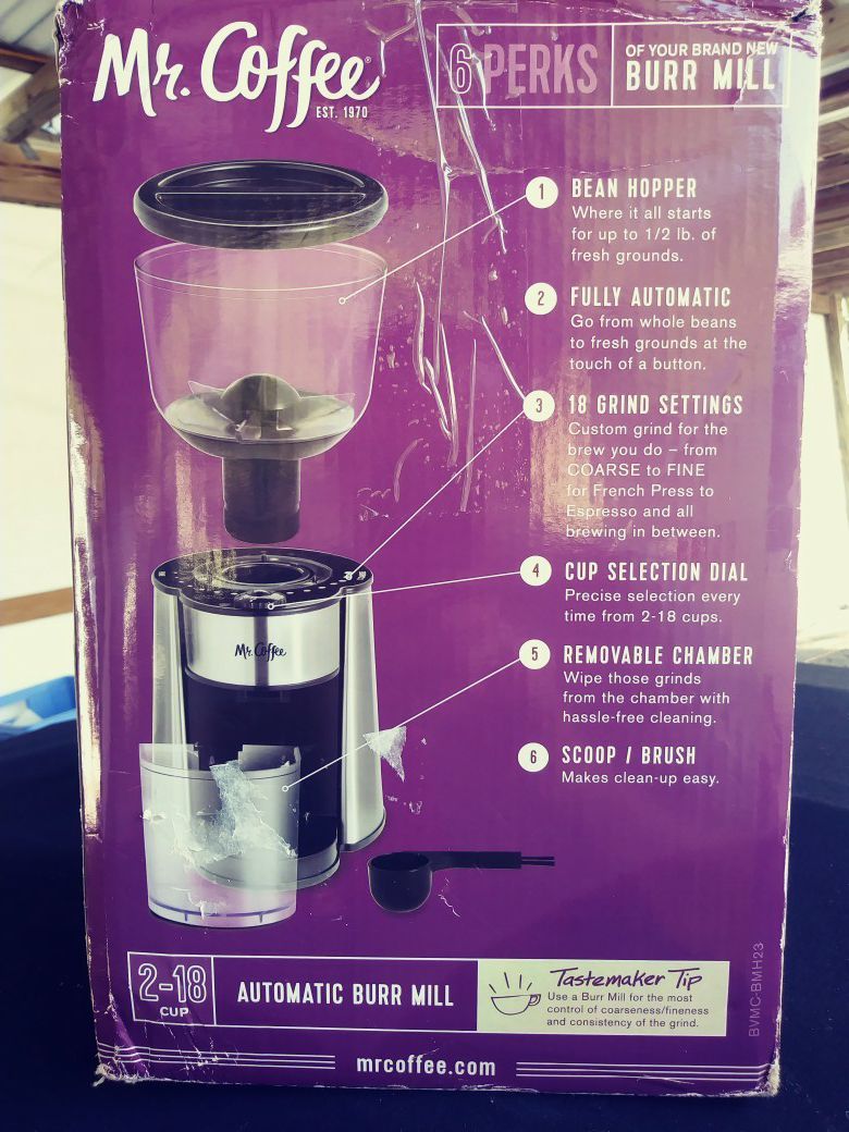 Coffee Grinder - Mr Coffee Automatic Burr Mill Grinder for Sale in  Naperville, IL - OfferUp