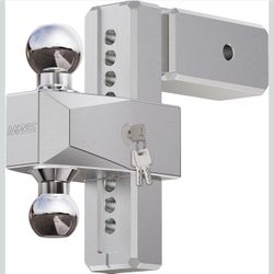 MZS Upgraded Aluminum Adjustable Trailer Hitch - Fits 3 Inch Receiver - Heavy Duty Drop Hitch-Tow Hitch with 8-Inch Drop/Rise for Truck Chrome