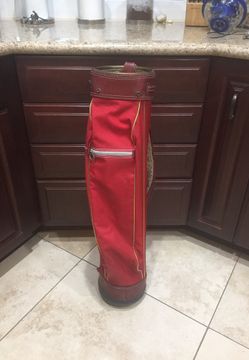 Vintage Don Martin Los Angeles Red /Brown Leather Golf Bag (Porter Ranch Ca)