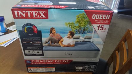 Intex Queen Dura-Beam Raised Airbed - Never Open!