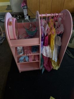 KidKraft Pink Dress-Up Wardrobe with Costumes and Accessories