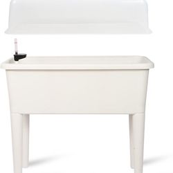 Dexceder 13.2 Gallon Self Watering Raised Garden Bed with Ventilation Transparent Lid Greenhouse, Deepen Vegetable Flower Box Planter Pot with Removeb