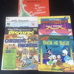 Lot Of 9 Children’s Vinyl Record Albums - Disney/ Disneyland And Dr Seuss