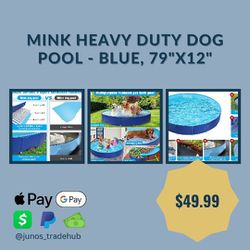 MINK Heavy Duty Dog Pool - Blue, 79"x12"