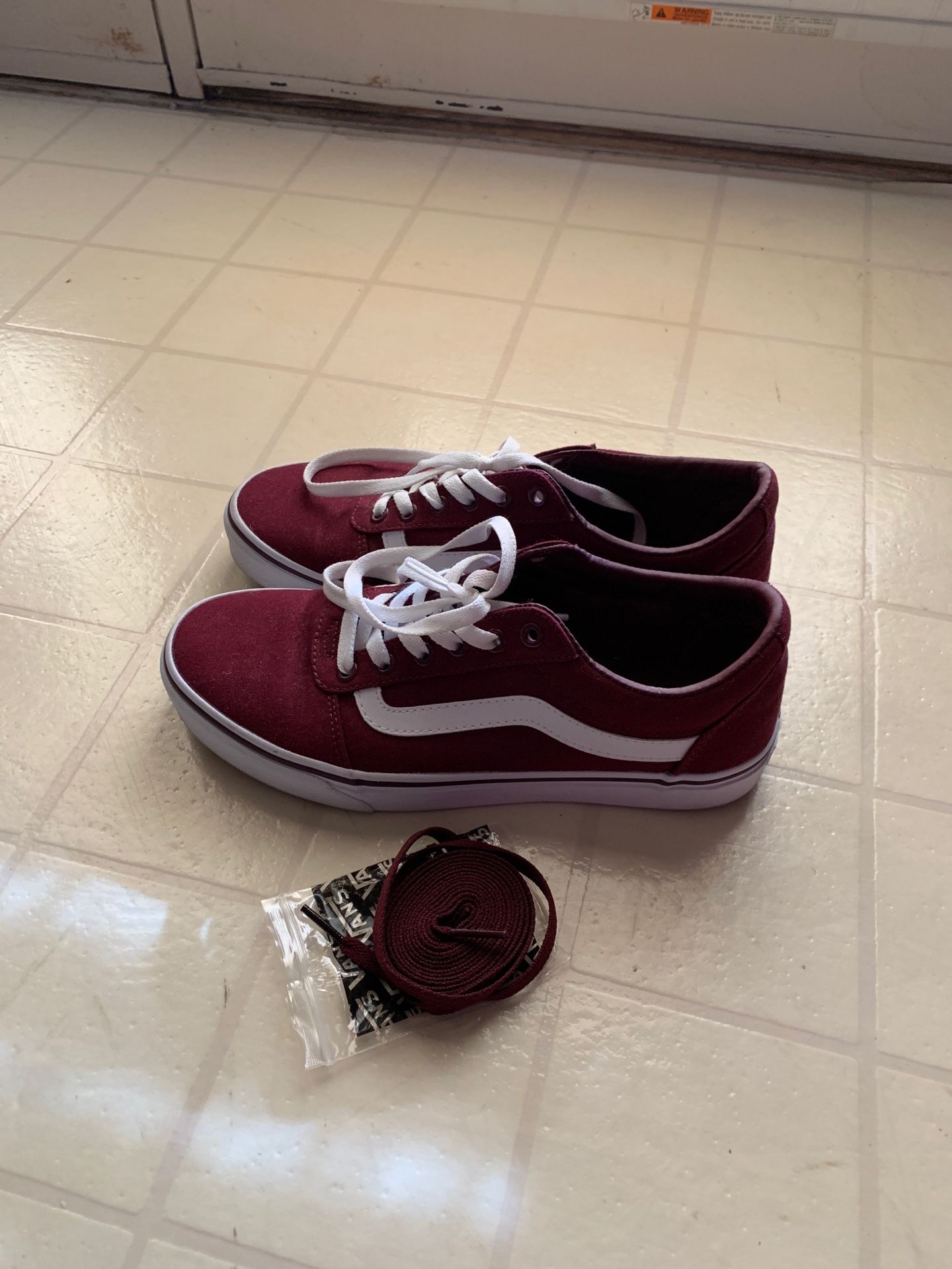 Women’s Size 9.5 Maroon Vans with extra laces