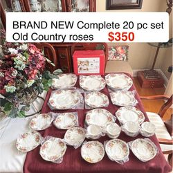 New 20 pc set Old Country Roses Dinnerware dishes set with Salad Plates. Great Christmas gift decor