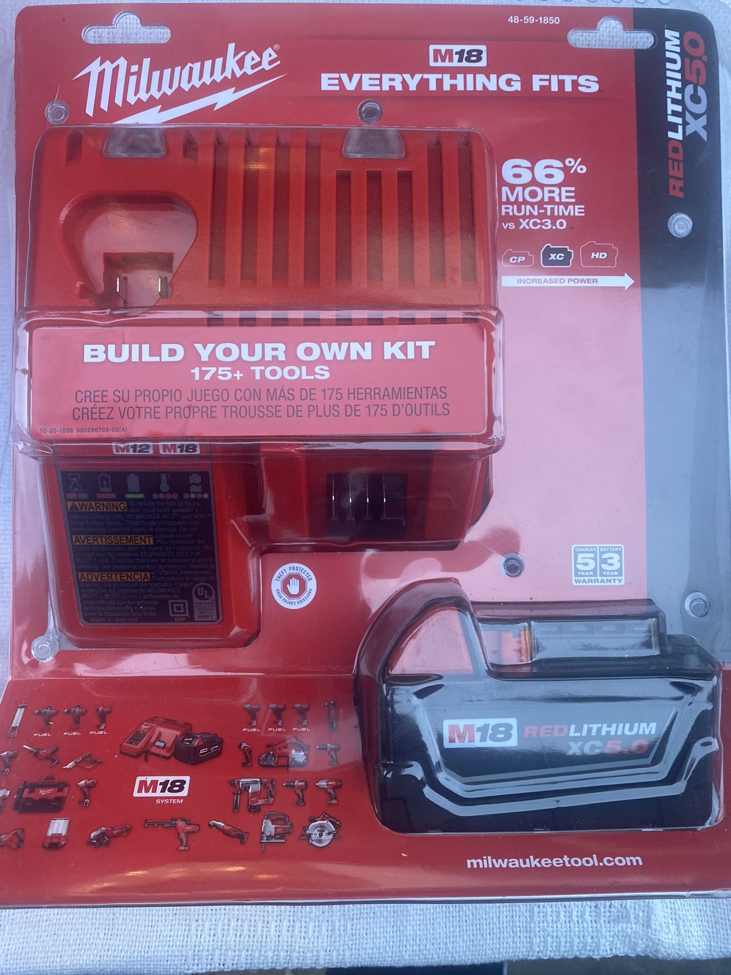 Milwaukee M18 18-Volt Lithium-lon XC Starter Kit with One 5.0Ah Battery and Charger