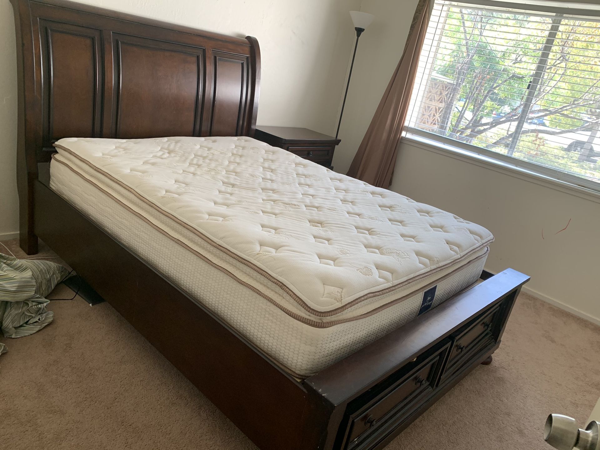 Queen Bed Frame and Mattress