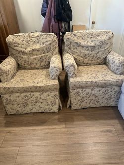 Pair of Floral Skirted Rocking Chairs