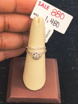 Diamond Halo Engagement Ring Set