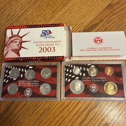 2003 Silver Proof Set.  10 Coins !