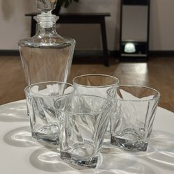 5-piece crystal whiskey decanter set (with box)