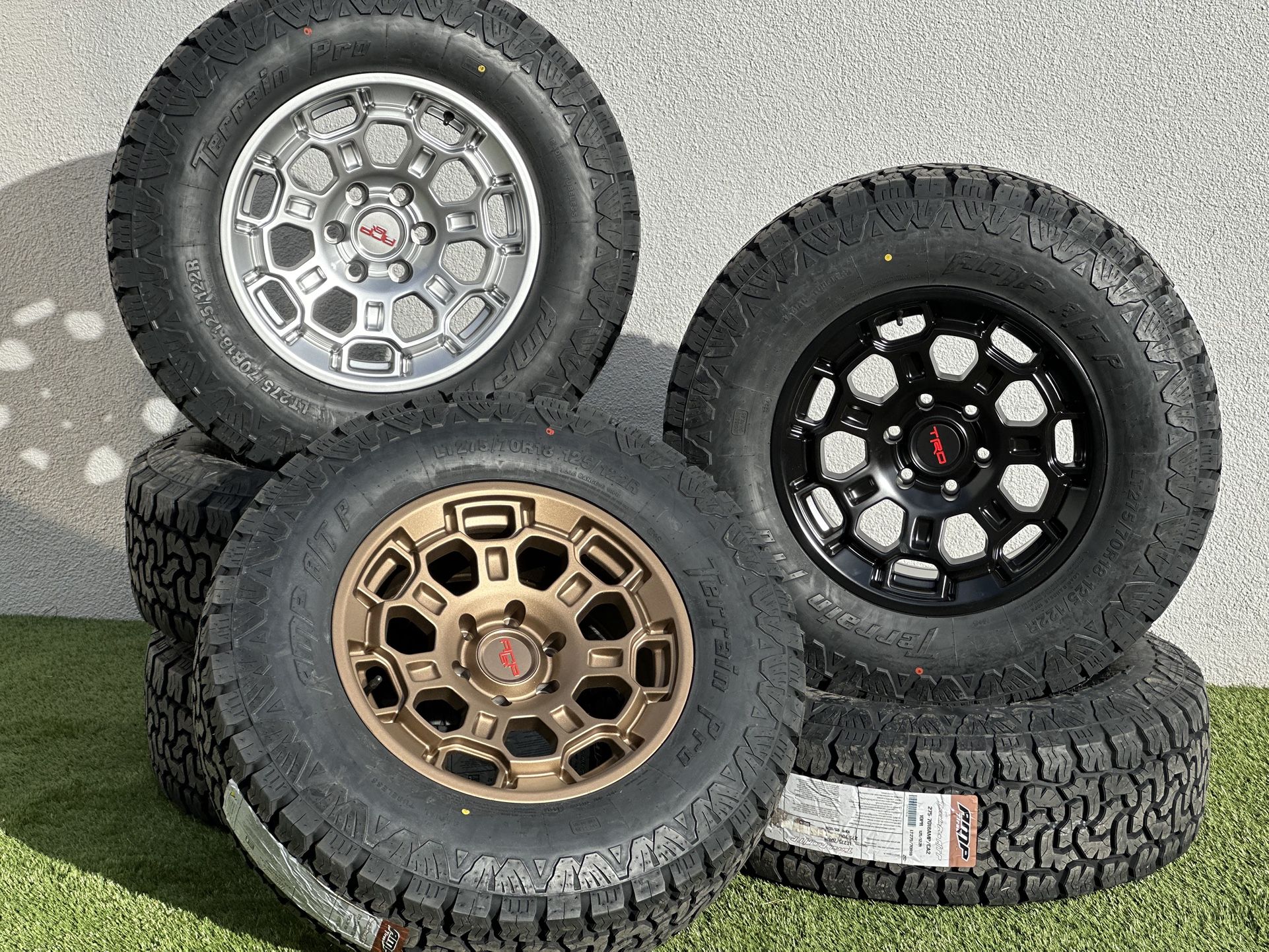 NEW Toyota Tundra 18” TRD PRO Style wheels Sequoia rims 6x5.5 A/T tires 275/70R18 Tacoma 4Runner Land Cruiser