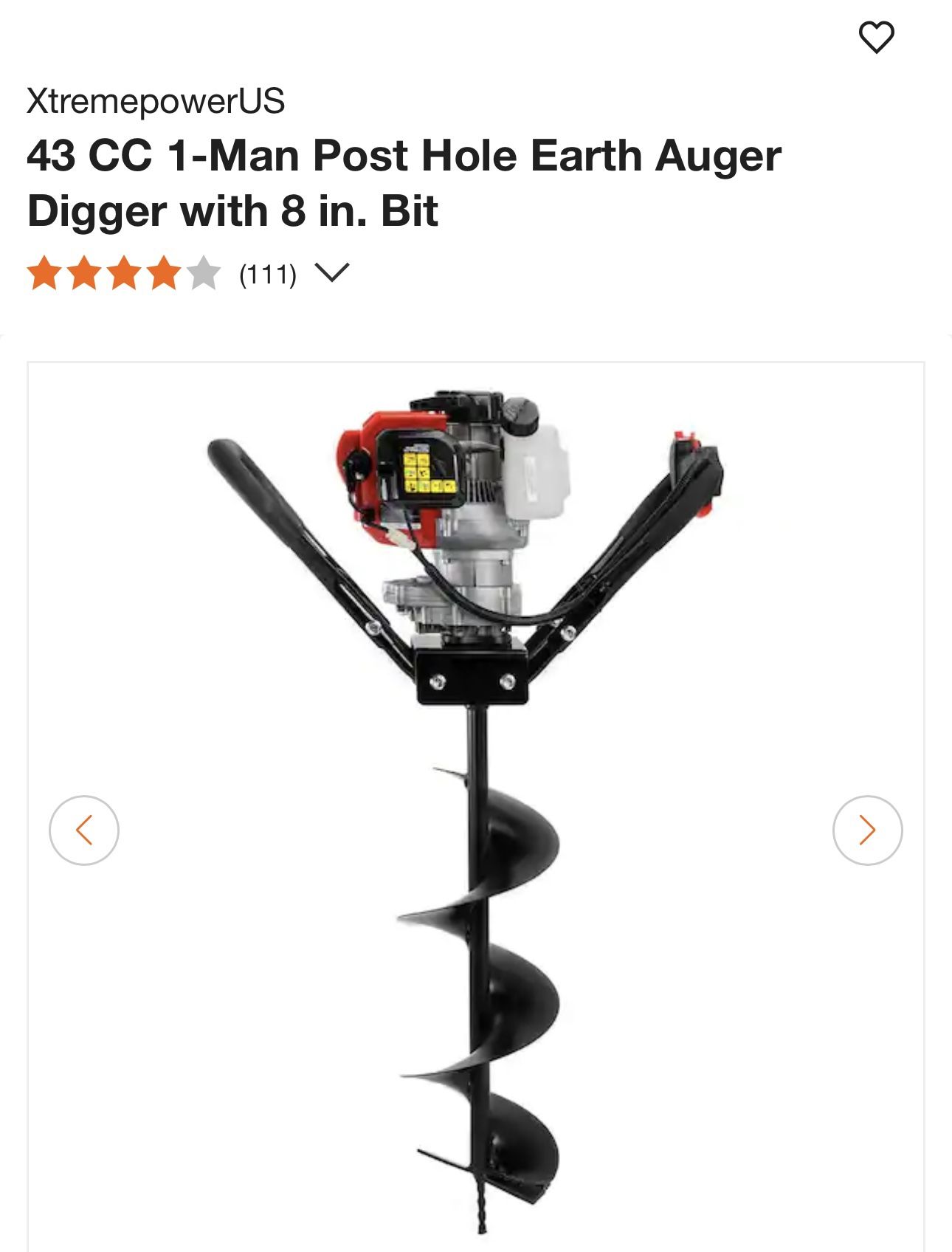 43 CC 1-Man Post Hole Earth Auger Digger with 8 in. Bit