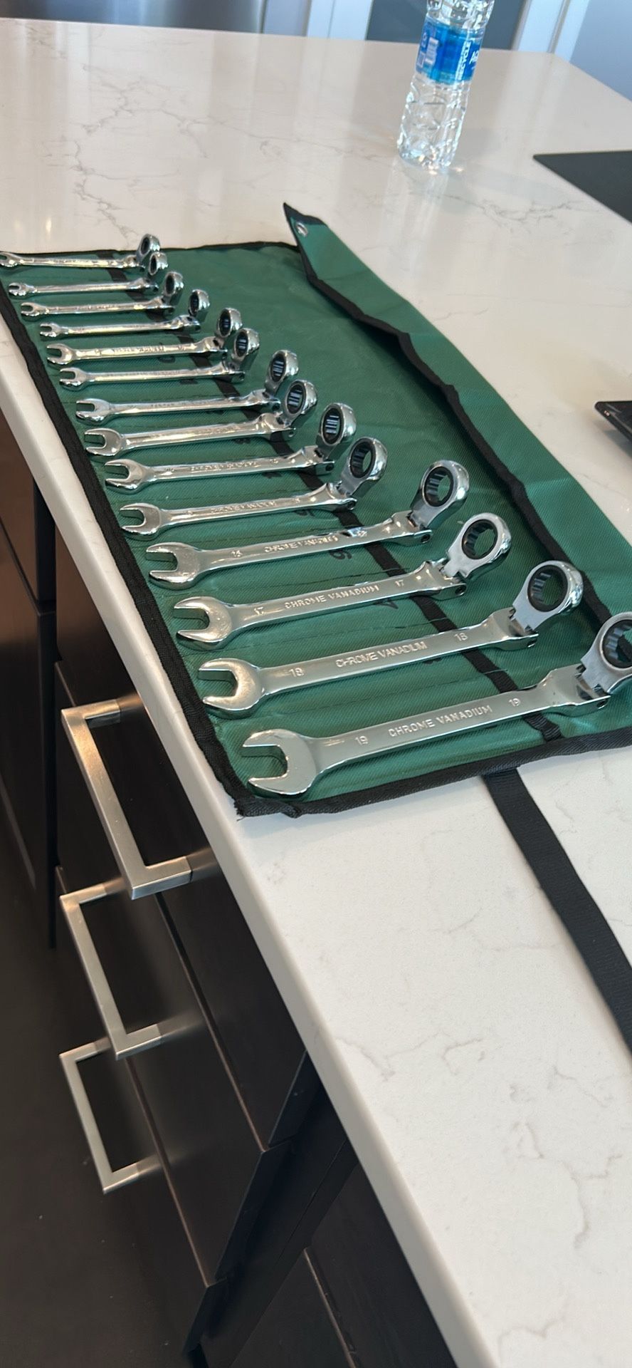 14 Piece Ratchet Flex Head Combination Wrench Set With Carry Bag