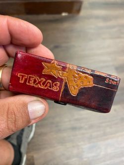 Texas lipstick case leather